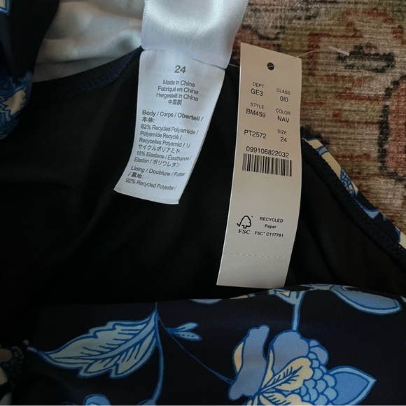 J. Crew Ruched One Shoulder One Piece Swimsuit Size 24 NWT Midnight Blue Floral - Picture 5 of 8
